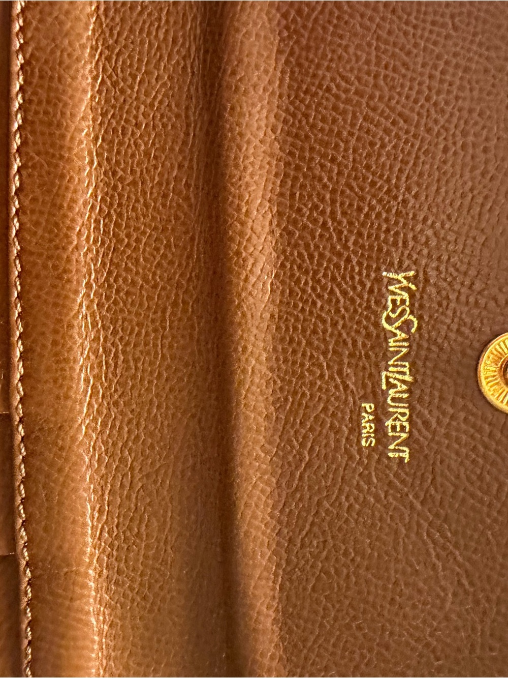 Yves Saint Laurent Tan Leather Men’s Wallet with Gold Logo
